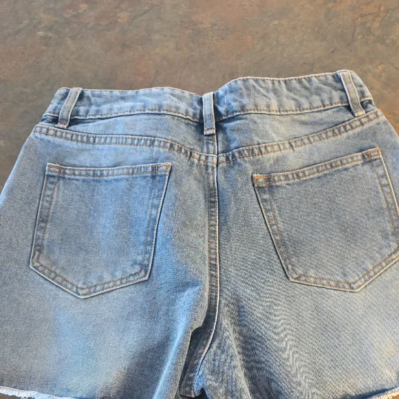 VENUS Light Blue Denim Jean Shorts with Rhinestone Side Trim - Picture 6 of 6